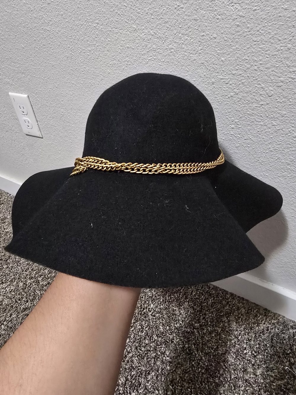 Black Wide Brim Hat - Classic Solid Black